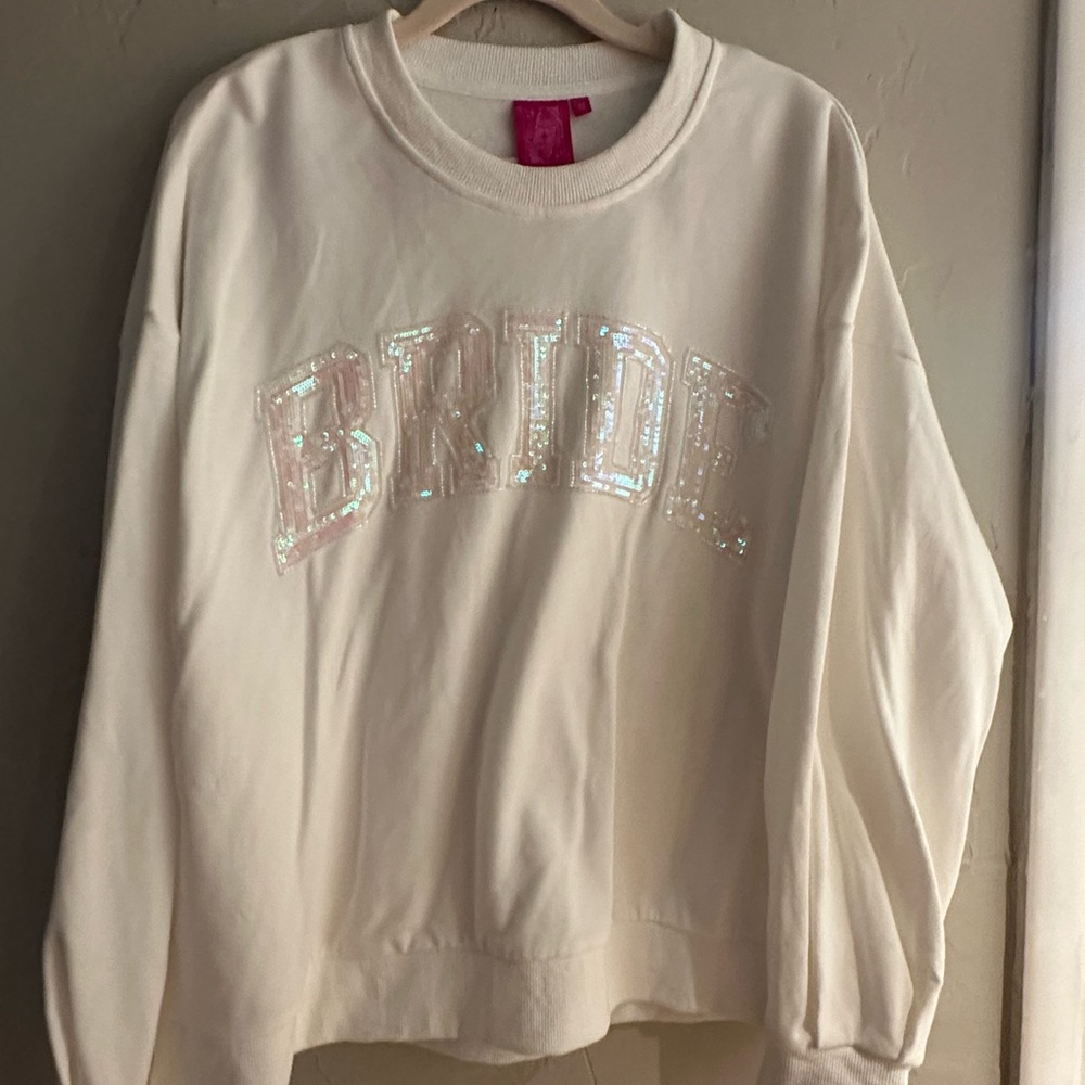 QUEEN OF SPARKLES White 'Bride' Sweatshirt